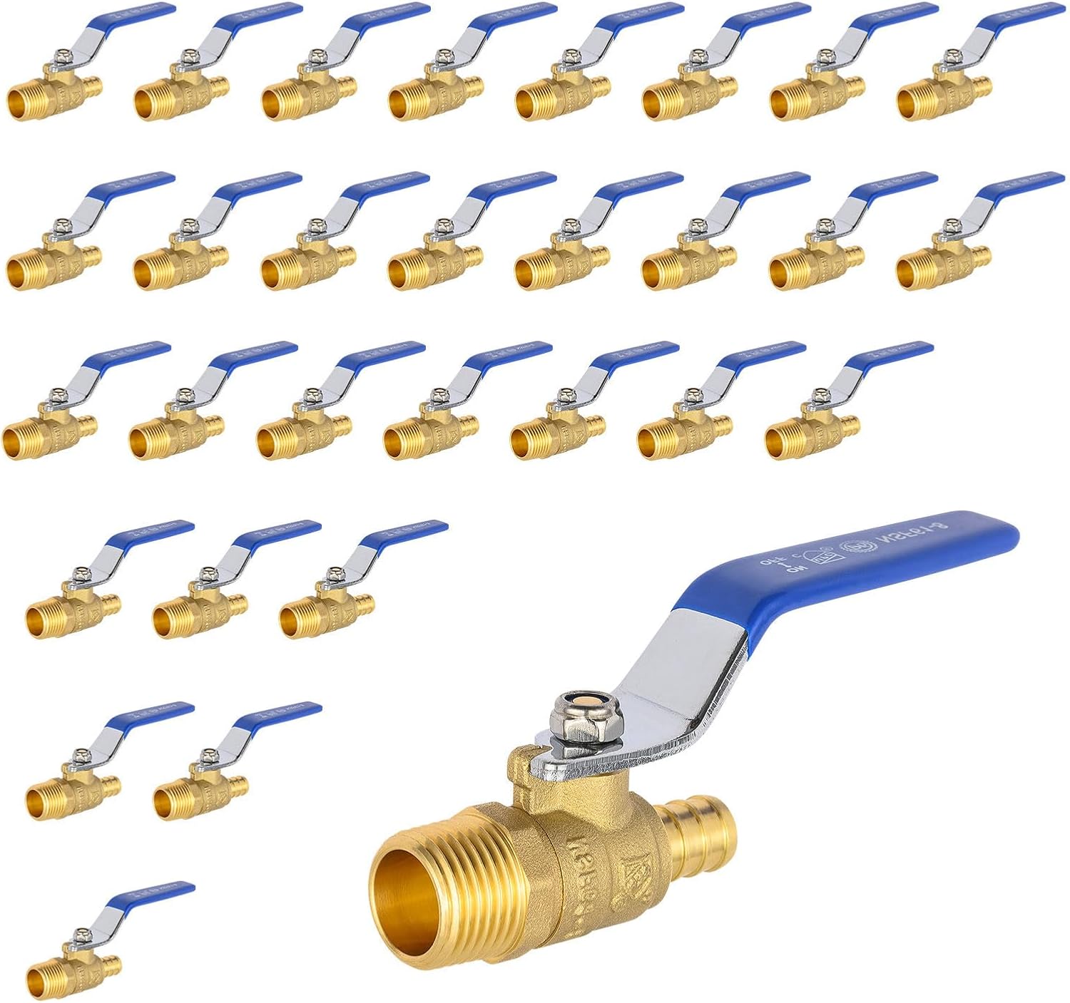5 Pcs Ball Valve, 3/4" Pex Crimp X 3/4" Female NPT Shut Off Valve, Brass Full Port Pex B Shut Off Ball Valve for Water Air Fuel Line Oil Tube, UPC Certified