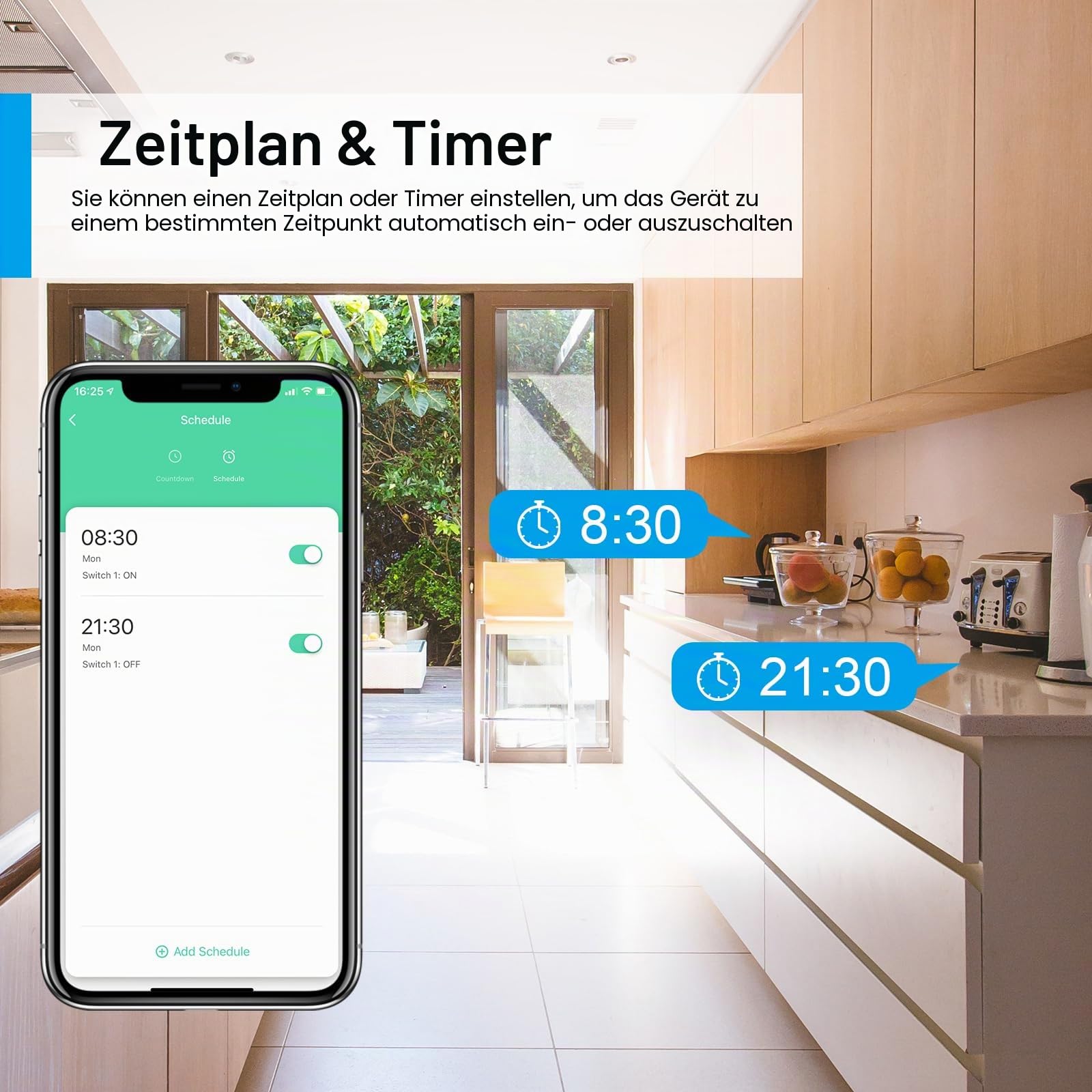 Alexa Steckdose WLAN mit Strommessung 16A ANTELA Smart Steckdose kompatibel mit Google Home, Stromverbrauch Messen, Smart Life APP, 2,4GHz, 4 PCs