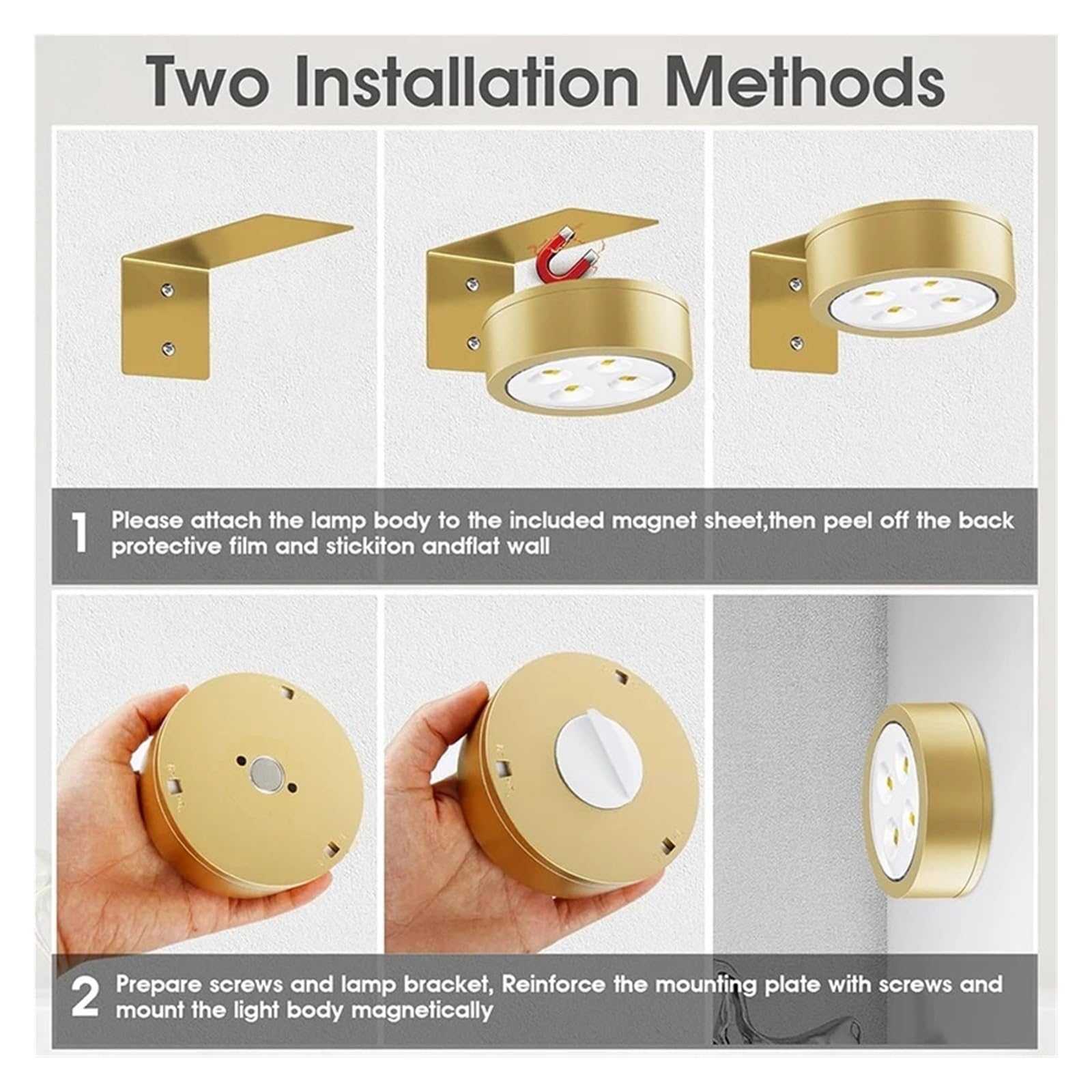 3/6 Pezzi Di Luci For Quadri A Batteria, Magnetiche A LED For Pittura Con Timer Dimmerabile Remoto, 3 Modalità Illuminazione, Luce For Esposizione Artistica Facile da installare(White-3pcs)