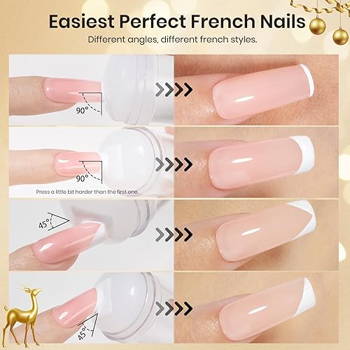 Miniatura 5 de Beetles Sello de Uñas 3 Piezas Kit de Sello de Uñas de Punta Francesa de Silicona con Cabezales de Sello de Uñas de Repuesto y Raspadores