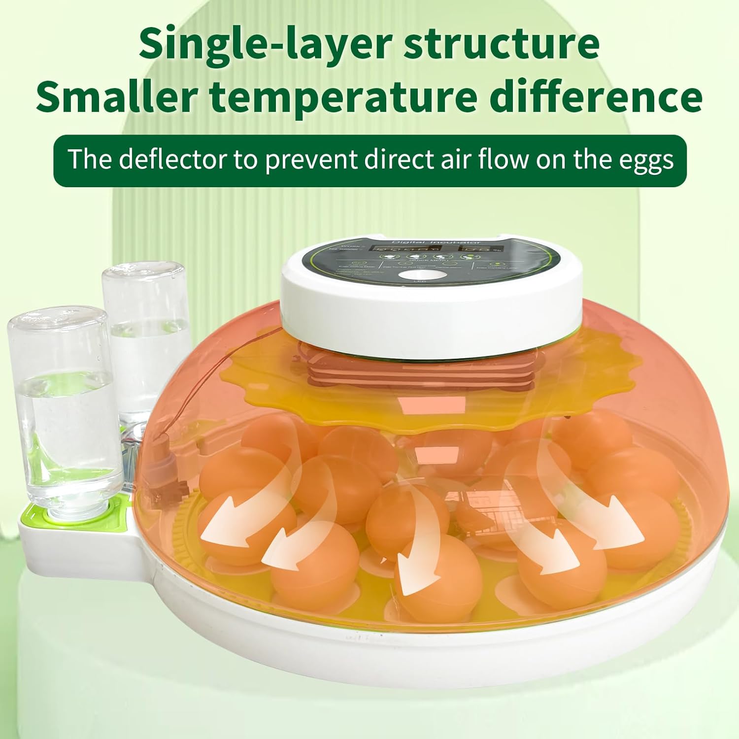 Egg Incubator with Temperature and Humidity Control,Automatic 18 Eggs Poultry Hatcher with Auto Egg Turner,External Water Bottle Refill,LED Display for Chicken Duck Quail Bird Hatching.