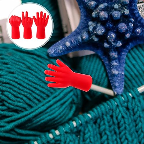 Miniatura 5 de EXCEART 6 Uds. Agujas de tejer Protectores de punto de goma de punto de aguja de punto tapas tapas de papel de roca Tijeras Agujas Tapones de punto