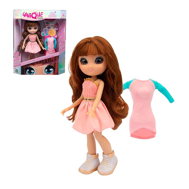 UNIQUE EYES - Sun Lover Sophia,muñeca de Pelo Largo pelirrojo para peinar, con Ojos Que te siguen y cambian…