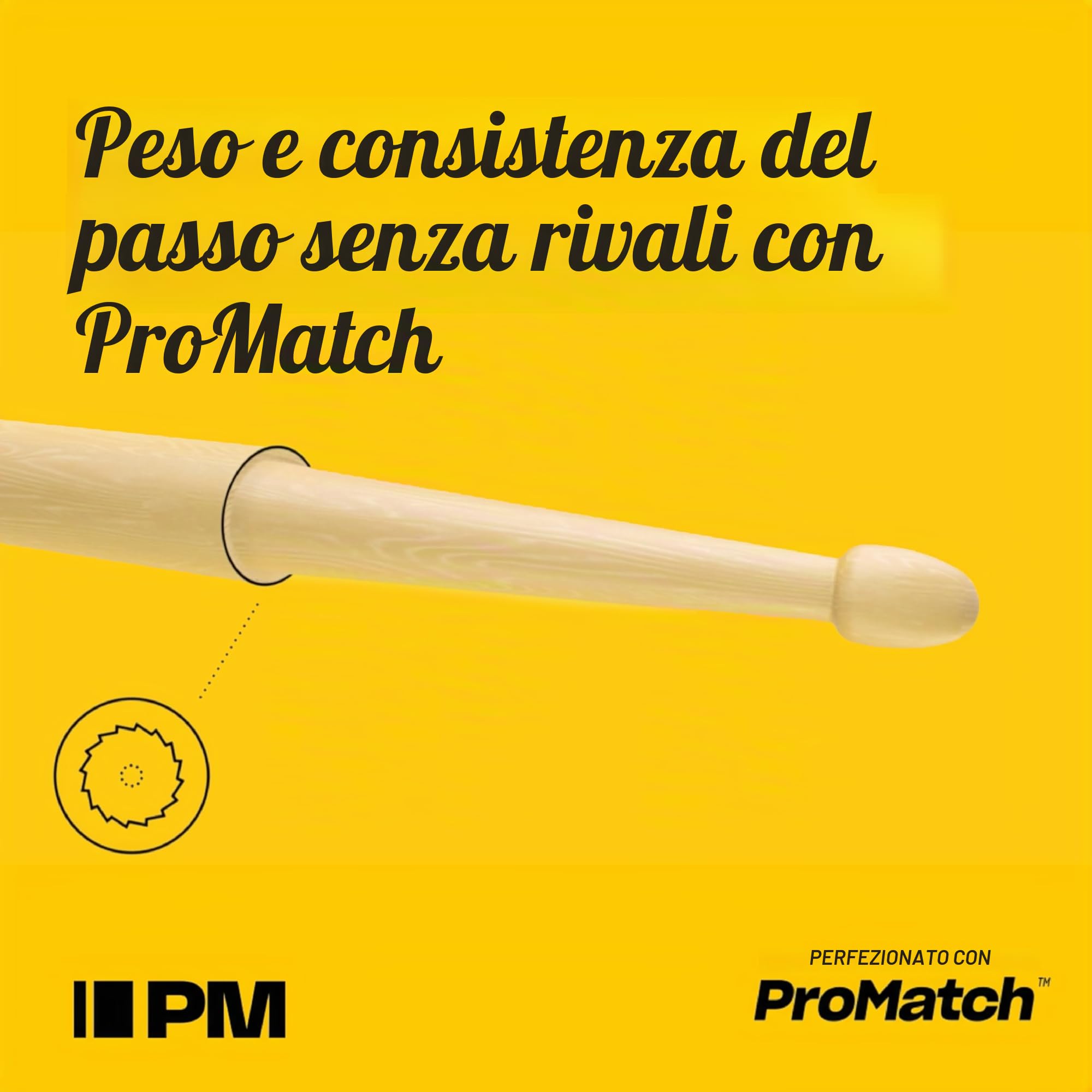ProMark Bacchette Batteria - Rebound 5B Drum Sticks - FireGrain - Finitura laccata, Punta di ghianda, Legno di hickory - 3 coppie di Rebound 5B + 1 coppia di FireGrain 5B
