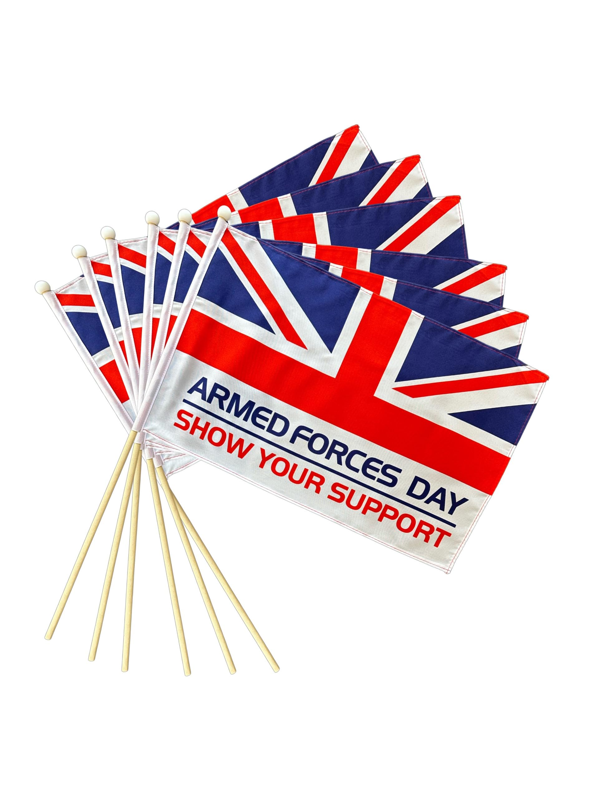 Pack of 6 x Armed Forces Day Military Large 18inch x 12inch Hand Waving Flags