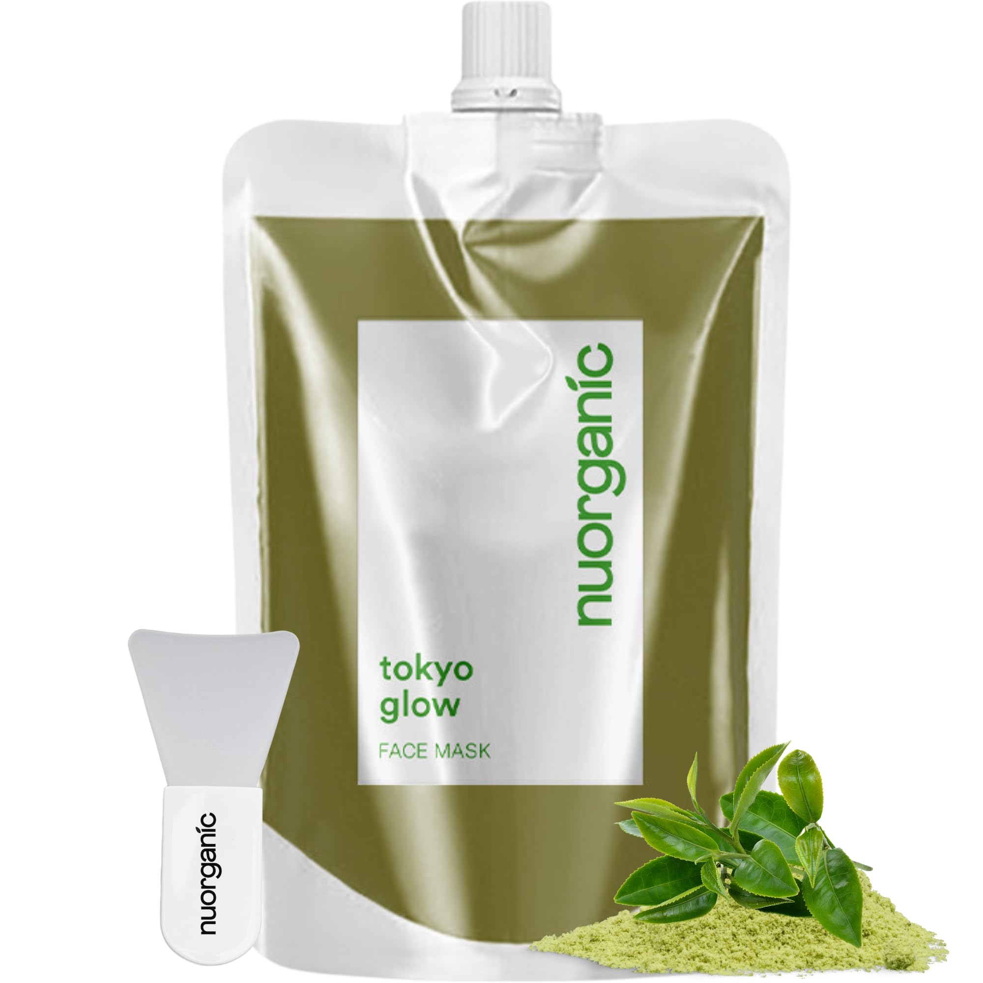 nuorganic Matcha Green Tea Clay Mask for Purifying Cleanse, Toning, Refreshing, Hydrating Skin - Squeezy Tube Stays Freshe...