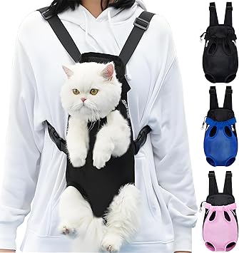 Pet Carrier Backpack, Adjustable Pet Front Carriers for Small Medium Dogs Cats 5-18 Lbs, Legs Out, Dog Cat Carrier Backpack for Hiking,Camping,Traveling,Cycling Black,LargeFit10-18lb