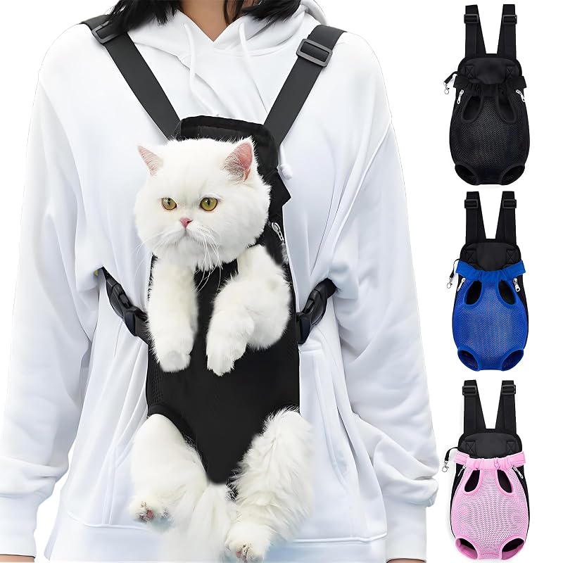 Mochila Peitoral para Transporte de Cães e Gatos Yehenarn em Poliéster Respirável Preta XQB-0061