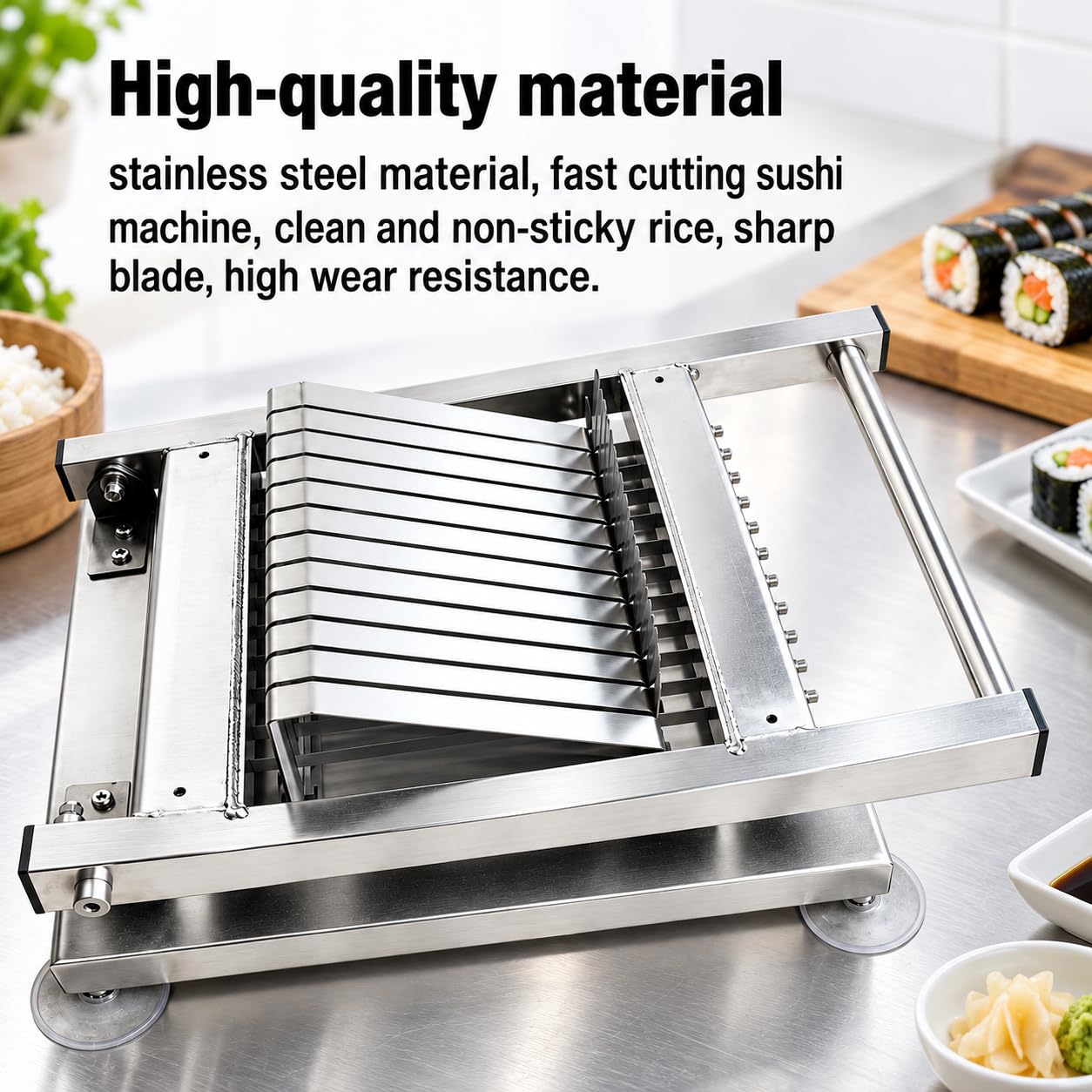 Máquina de corte de sushi de acero inoxidable, cortador de rollos de sushi