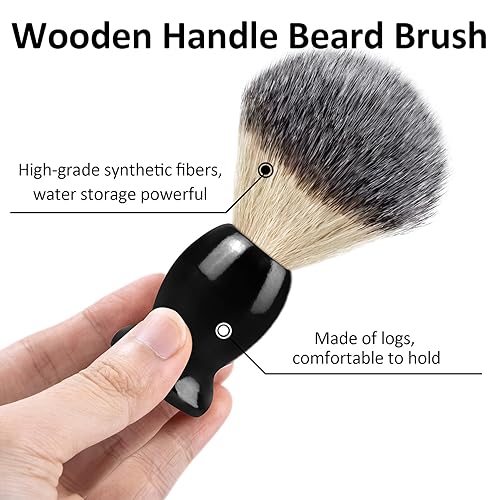 Miniatura 8 de Brocha de afeitar hecha a mano con mango de madera y pelo de tejón de Bassion herramienta profesional de peluquería diseñada para que te afeites