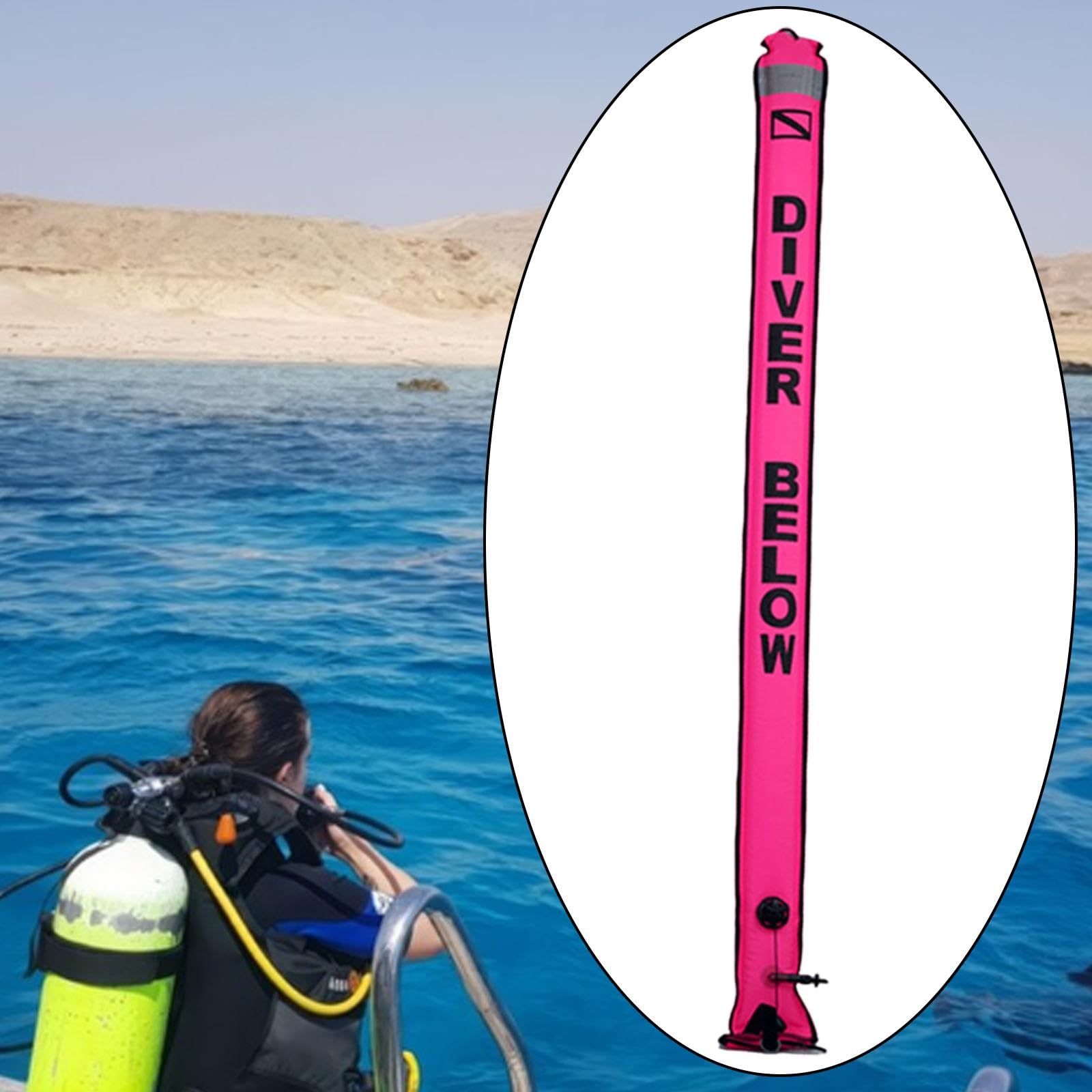 Bouée de Plongée Parachute de Signalisation Tube de Sécurité Marqueur Gonflable en Nylon avec Valve de Surpression Adaptée pour La Formation et L'Inst