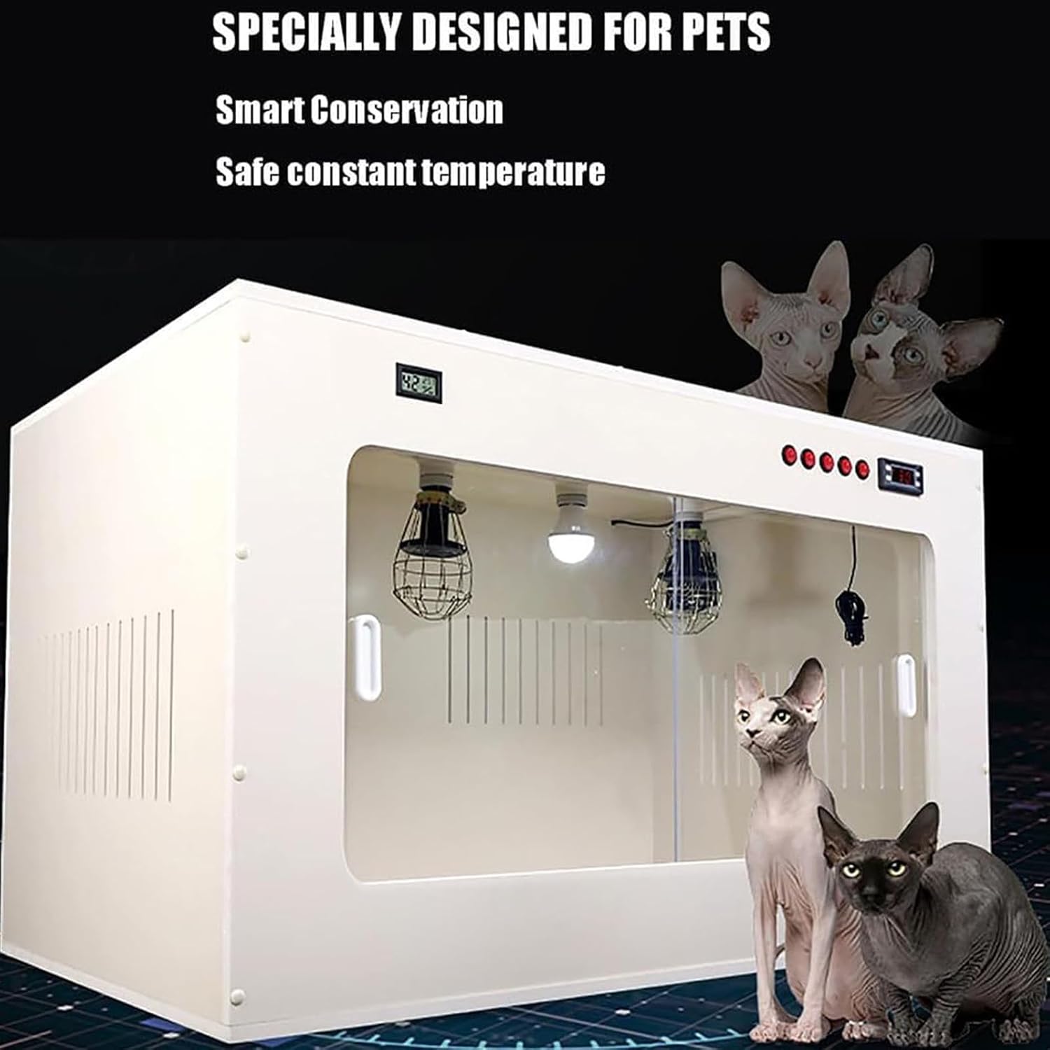 Pet Incubator, Large PET Brooder, Multifunctional Pet Incubator, Suitable for Veterinary Clinics (Black 60X50X50cm)