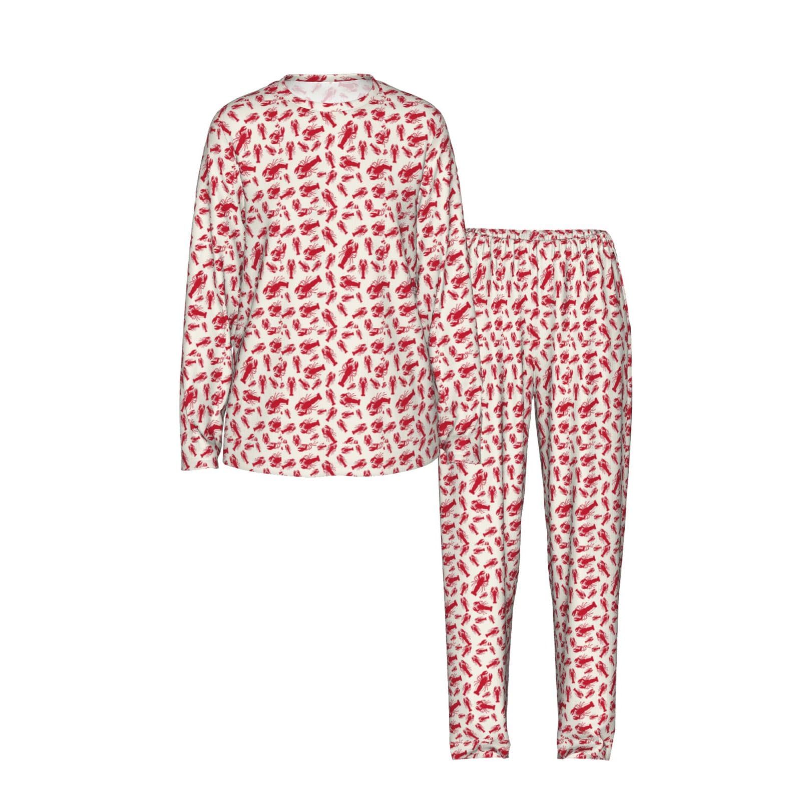 Pigiama abbinato a maniche lunghe da donna con stampa aragosta rossa morbida elastica coulisse casual Daywear