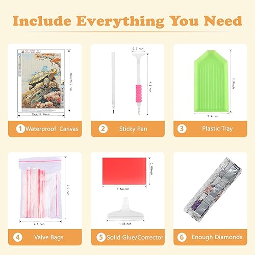 Miniatura 6 de SENQAO Kits de pintura de diamantes de tortuga marina para adultos principiantes  5D animal completo taladro redondo kits de arte de diamantes de
