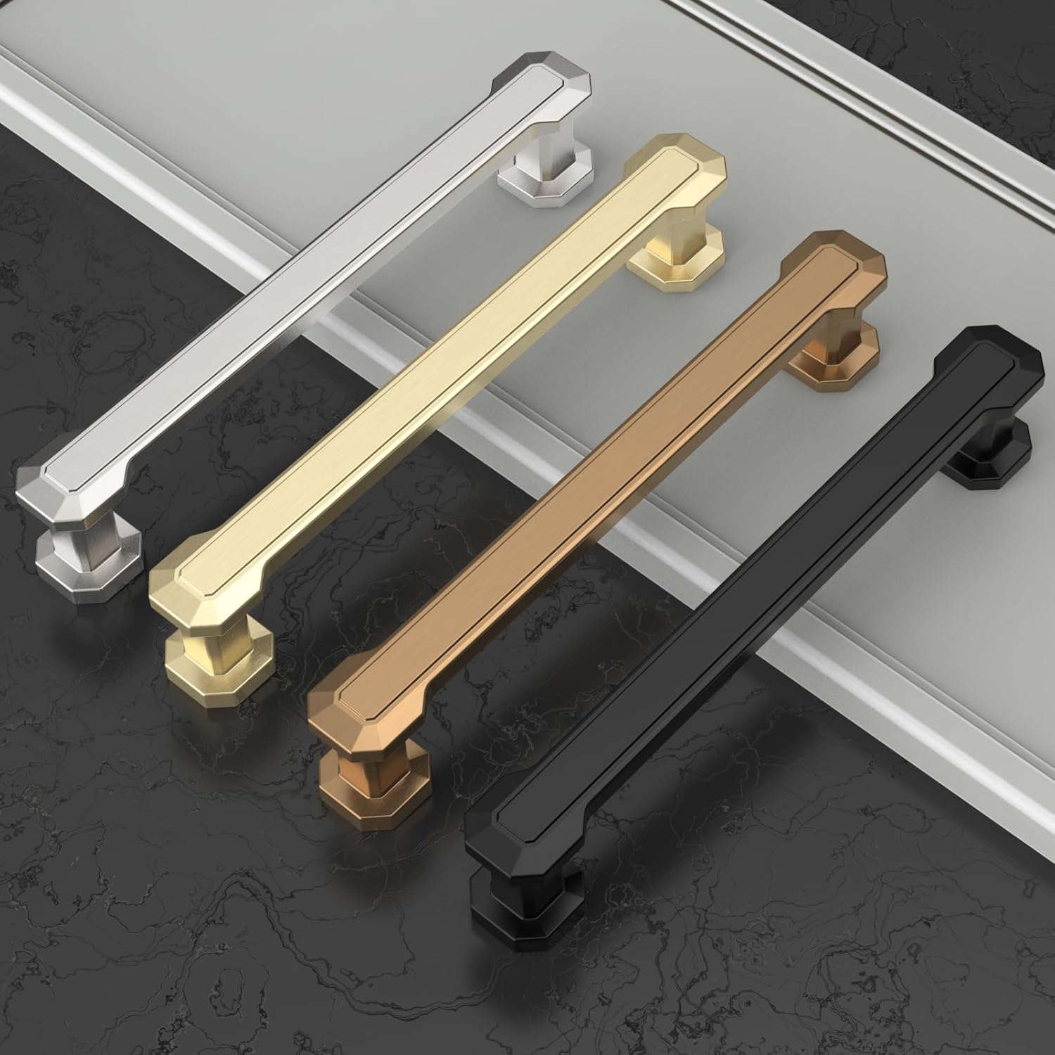 Asidrama 10 Pack 5 Inch(128mm) Brushed Gold Kitchen Cabinet Handles, Cabinet Pulls Kitchen Cabinet Hardware for Cupboard Dresser Pulls Drawer Handles