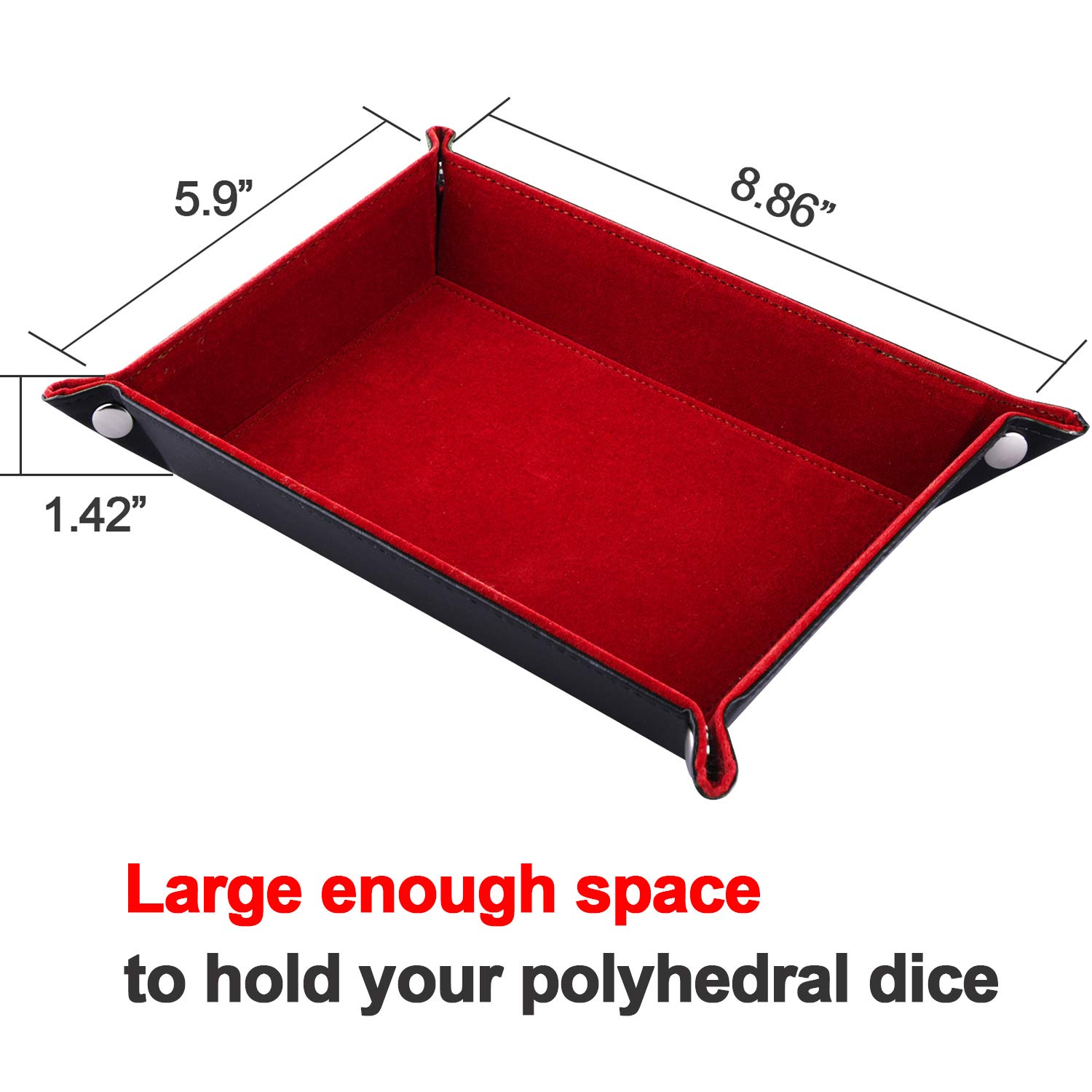 SIQUK Bandeja de cubo plegable de doble cara, rectangular, piel sintética y soporte para dados de terciopelo burdeos