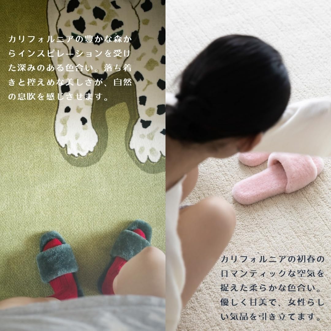 [リノアート] ウールカシミヤスリッパ, 冬の足元を3倍暖かく, 極上のふわふわ感, フラシ天素材, バレエシューズのような底, 室