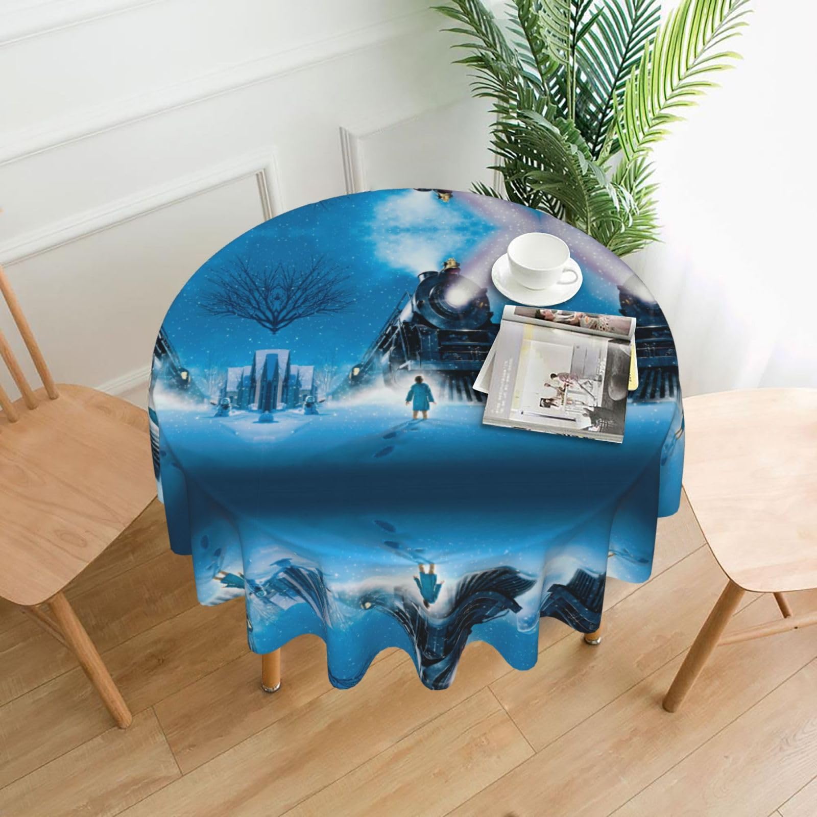 Nappe ronde de Noël d'hiver pour salle à manger et pique-nique en plein air 152cm