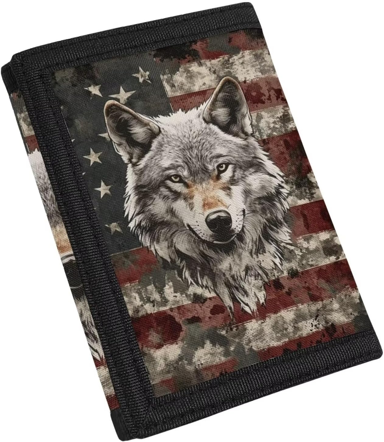 GIFTPUZZ Wallet for Boys American Flag with Wolf Camo Wallet Teens Trifold Pocket Wallet for Men with Cash Pocket and Card Holder Boys Sports Wallets Lightweight - Image 2
