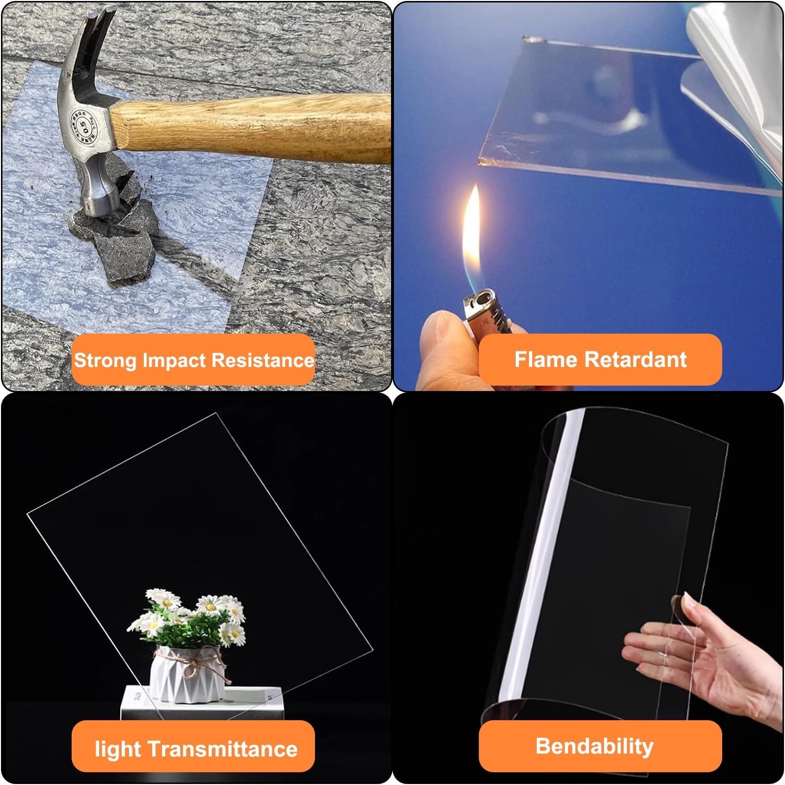 Láminas de Policarbonato para Invernaderos, Ventana Cobertizo Plexiglás Lámina Techos Cobertizos para Patios, Paneles Reemplazo Techos(0.8x5m/2.62x16.4ft)
