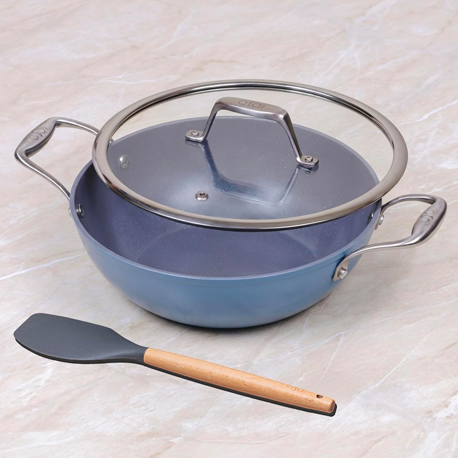 Asai Ceramic Non Stick Kadai 24cm / 2.5 L with Glass Lid & Silicone Spatula | 100% Toxin Free | Superior Swiss Ceramic Cookware | Gas & Induction Compatible | Stay Cool Steel Handles | Lab Tested Asai Ceramic Non Stick Kadai 24cm / 2.5 L with Glass Lid & Silicone Spatula | 100% Toxin Free | Superior Swiss Ceramic Cookware | Gas & Induction Compatible | Stay Cool Steel Handles | Lab Tested