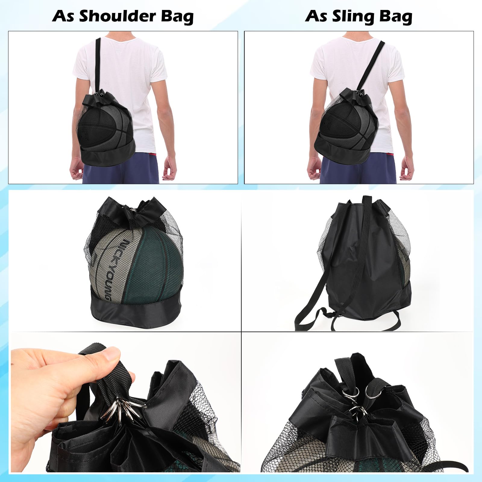 DAVIDJAMESCLARKE Ballnetz Sporttasche - Mesh Netz Für Fußball & Basketball