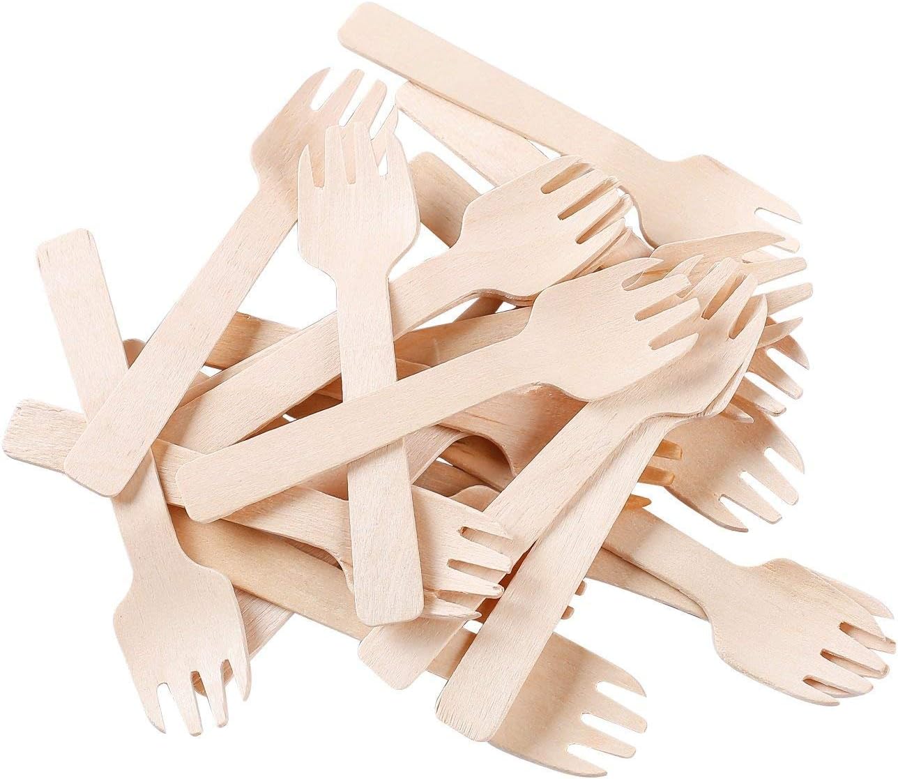 1.5mm Extra-Thick Mini Wooden Sporks (4 Inch) - 100 Count Heavy Duty 2-in-1 Birch Wood Utensils - Sturdy No-Snap Small Fork-Spoon Combo for Appetizers & Desserts - Eco-Friendly GM1058A