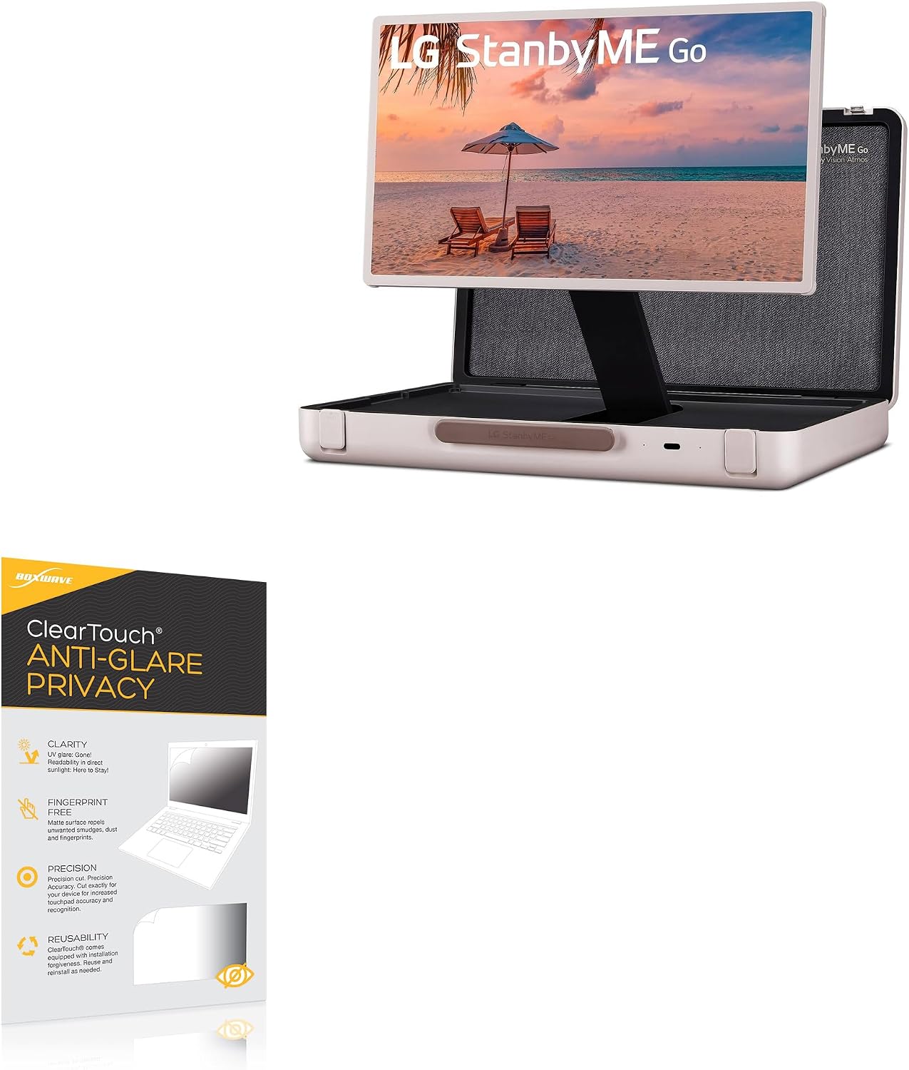 BoxWave Screen Protector Compatible with LG StanbyME Go (27 in) - ClearTouch Anti-Glare Privacy (2-Pack), Privacy Screen Protector Flexible Film Anti-Glare