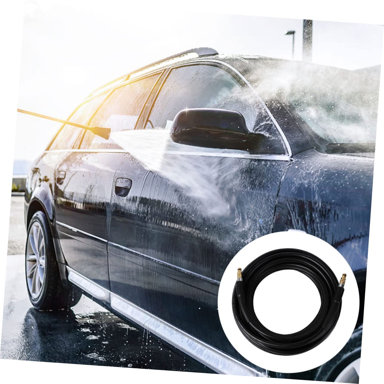 HEMOTON Tuyau en Caoutchouc Raccord Femelle pour Nettoyeur Haute Pression 15m Résistant aux Plis Couleur Aléatoire pour Nettoyage Voiture et Machine à Laver