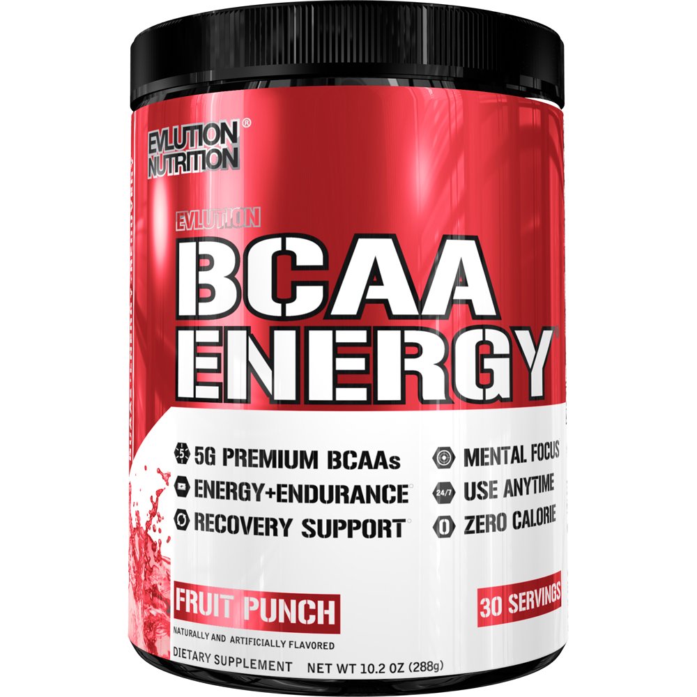 EVL BCAA Energy - High Performance Amino Acid Supplement for Anytime Energy, Muscle Building, Recovery and Endurance, Pre Workout, Post Workout - 30 Servings (Fruit Punch)