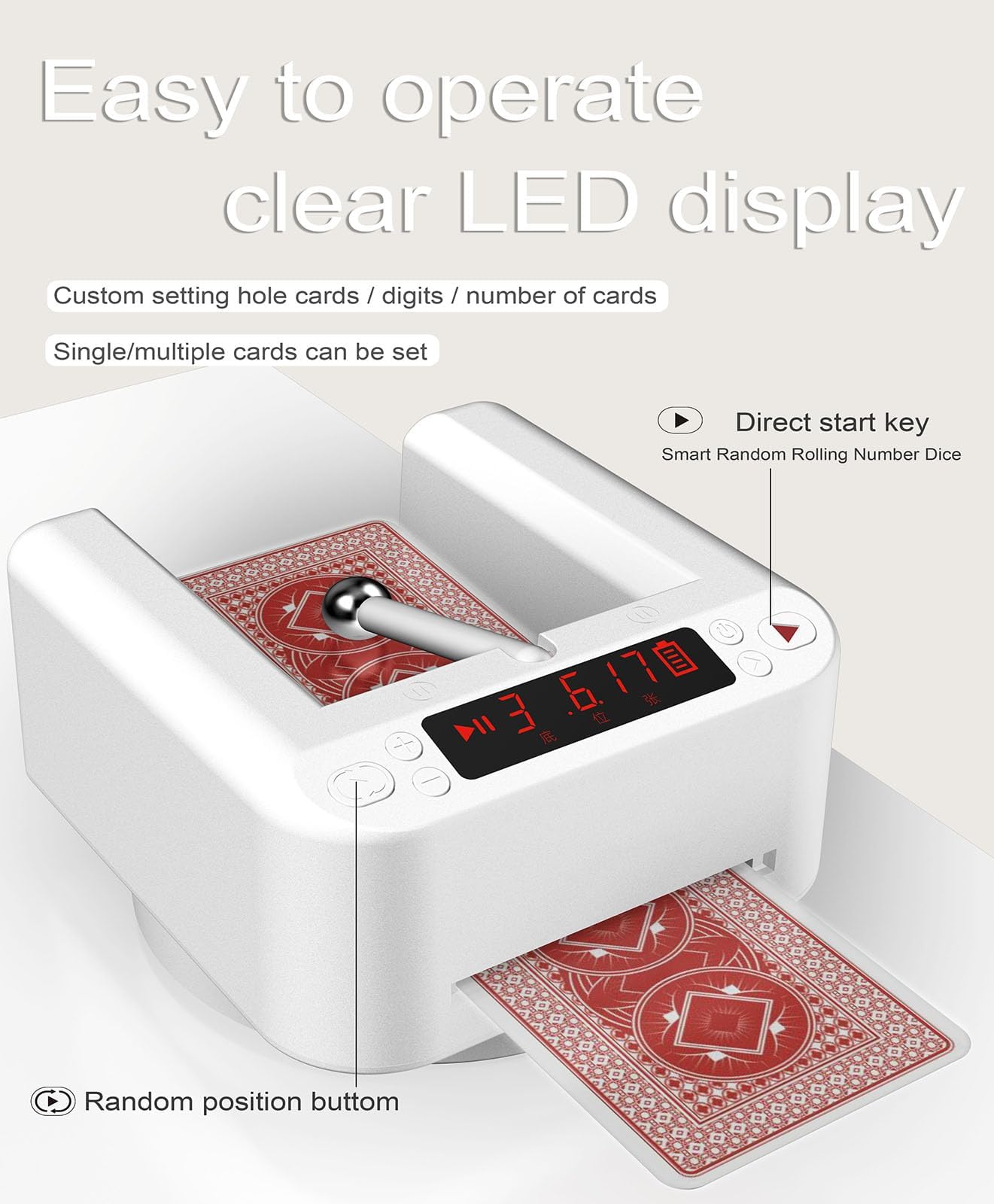 Distributeur de cartes de poker automatique intelligent - Rotation à 360° - Outil universel anti-triche pour Blackjack, Texas Hold'em - Idéal pour les jeux de cartes UNO & Home
