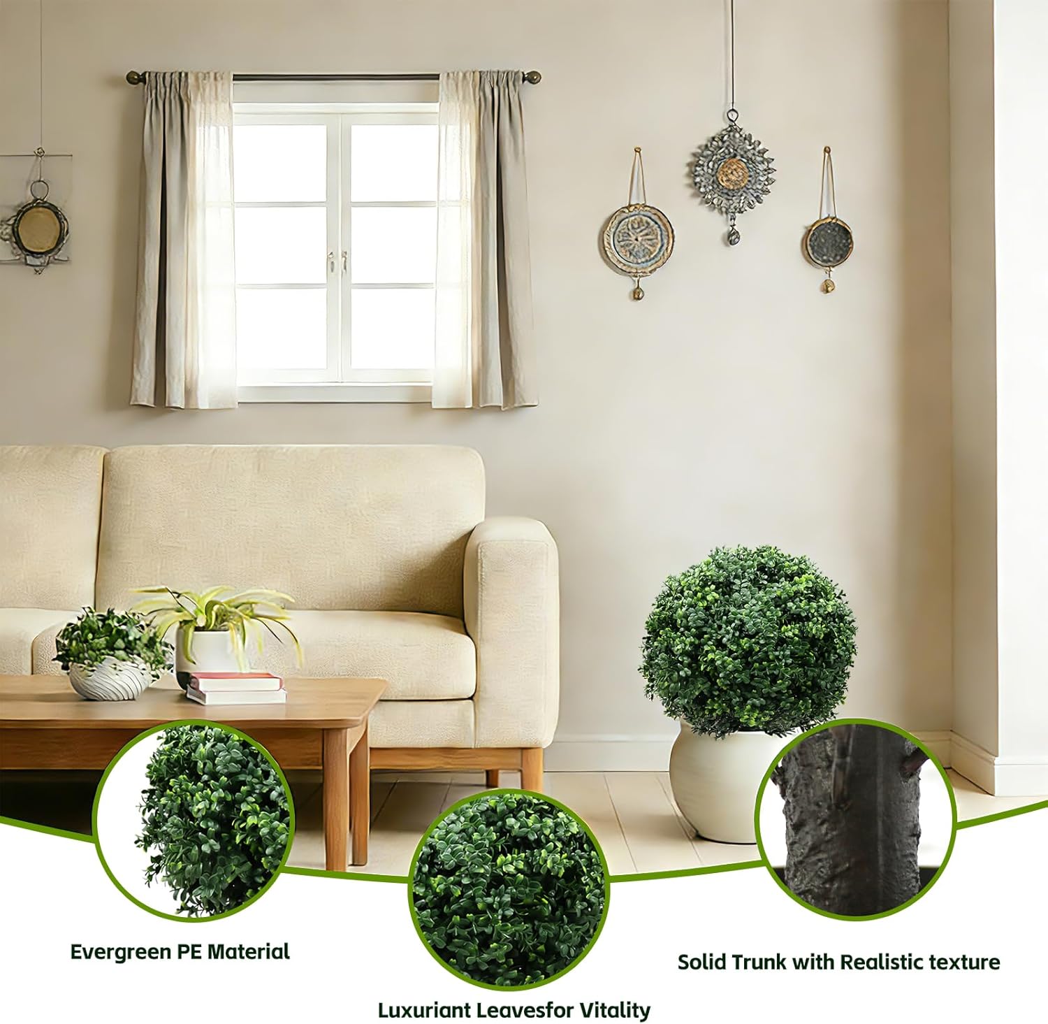 26-Inch Artificial Topiary Boxwood Ball Trees (Set of Two) – Lifelike, UV-Resistant Decor for Indoor & Outdoor Use – Enhance Your Space with Vibrant Greenery - Image 4