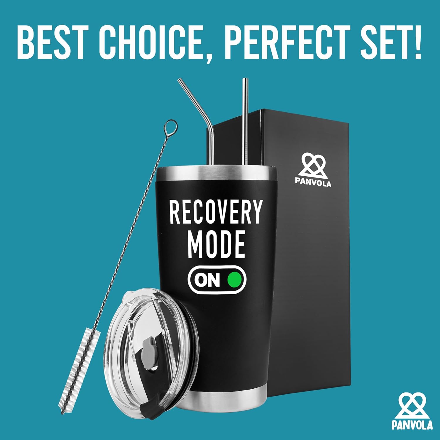 Recovery Mode On Vacuum Insulated Tumblers Get Well Recovery Gifts For Patient Motivational Inspirational Gifts For Family Friends Stainless Steel With Lid And Straw (Black, 20 Ounces) - Image 8