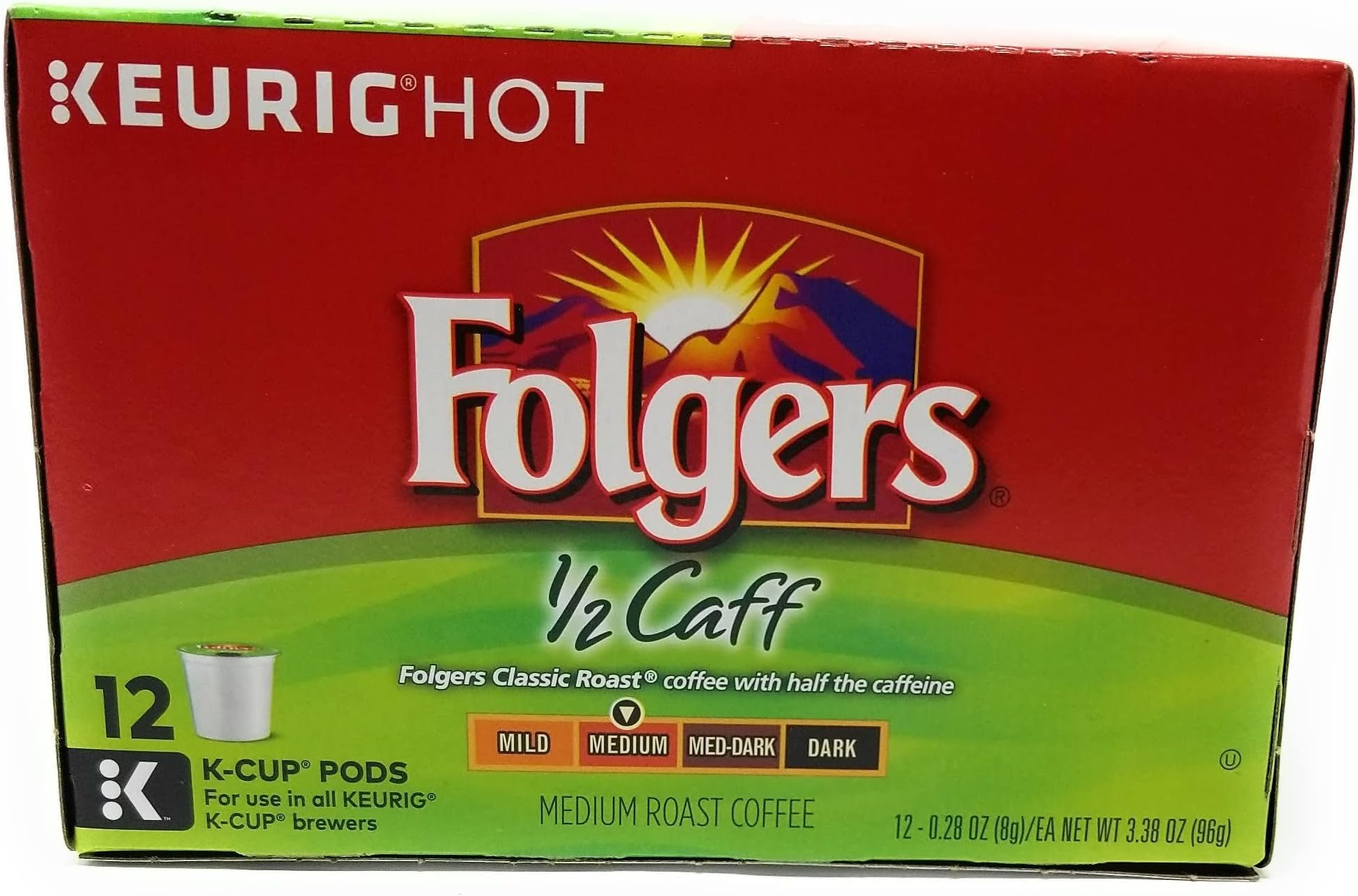 FOLGERS K CUPS Half Caff Ground Coffee K Cup Pods, 12 ct