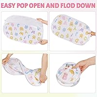 Vista 6 de Cesta desplegable plegable para almacenamiento de ropa de bebé o juguetes, cesta de malla con asas y bolsillo lateral, cesta de lavandería multiusos