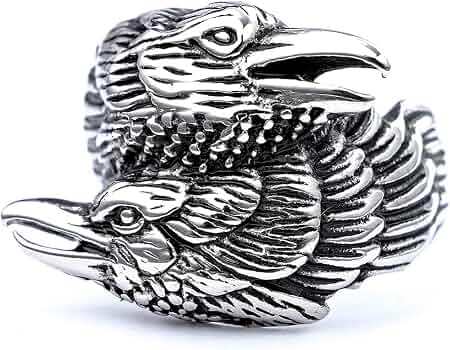 PikaLF Collana corvo per uomo, collana con ciondolo corvo Odino norreno con catena da 19,7 pollici, collana totem corvo retrò, collana amuleto rune vichinghe, regalo gioielli corvo animale punk (ORO