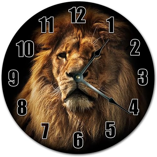 Reloj de león de Judá de 10.5 pulgadas, reloj de pared grande de 10.5 pulgadas, reloj de decoración del hogar