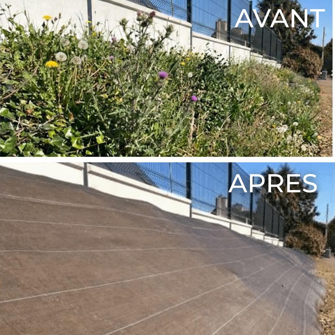 Pack Agrafes et Toile de paillage Grande Largeur 3,30m - Anti Mauvaises Herbes Longueur 15m - Lot Bache Marron 130 grammes par m2 - Geotextile - Large 3M ZENLYS