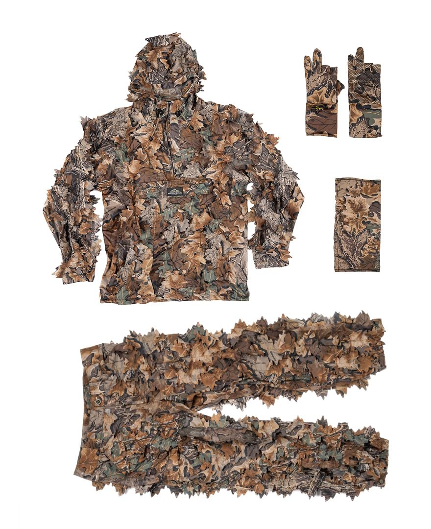 Realtree Camo Men's 5-Piece 3D Leafy Suit Breathable- Hunting Pants, Jacket, Gloves and Gaiter (3X/4XL)