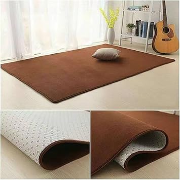 Velvet Bay Window Seat Pad/Mats, Sofa Covers Washable, Window Bench Seat Cover, Couch Covers for Pets, Non-Slip Sofa Slipcovers, Area Rugs Pad for Home Decor Color Brown, Size 19.7 * 63in