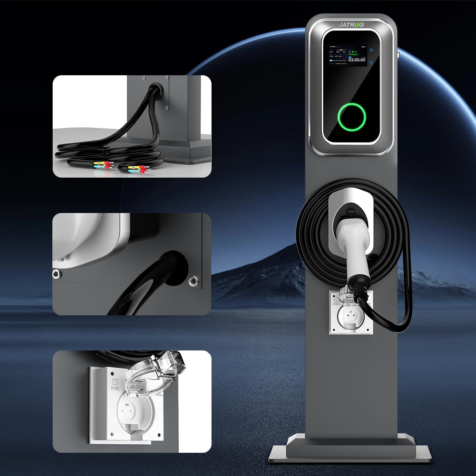 K1 Kit terminale di ricarica S1 wallbox 7kw 32A monofase cavo 8M veicoli elettrici con palo di supporto +presa rinforzata impermeabile