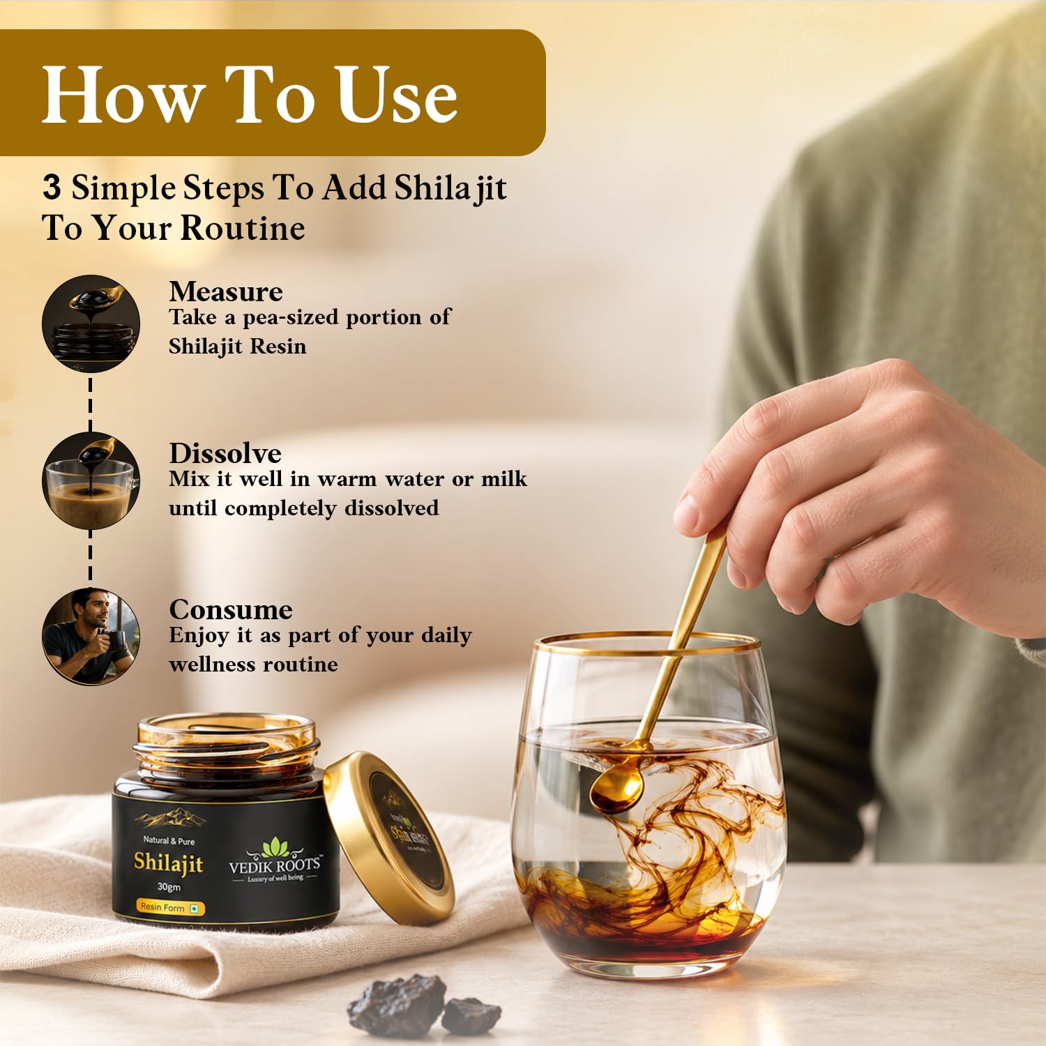 Pure and Natural Shilajit Resin 30g | Helps in boosting Stamina | Performance Booster For Endurance| For Men & Women| Ayurvedic (Pack of 3) — Amazon image 5