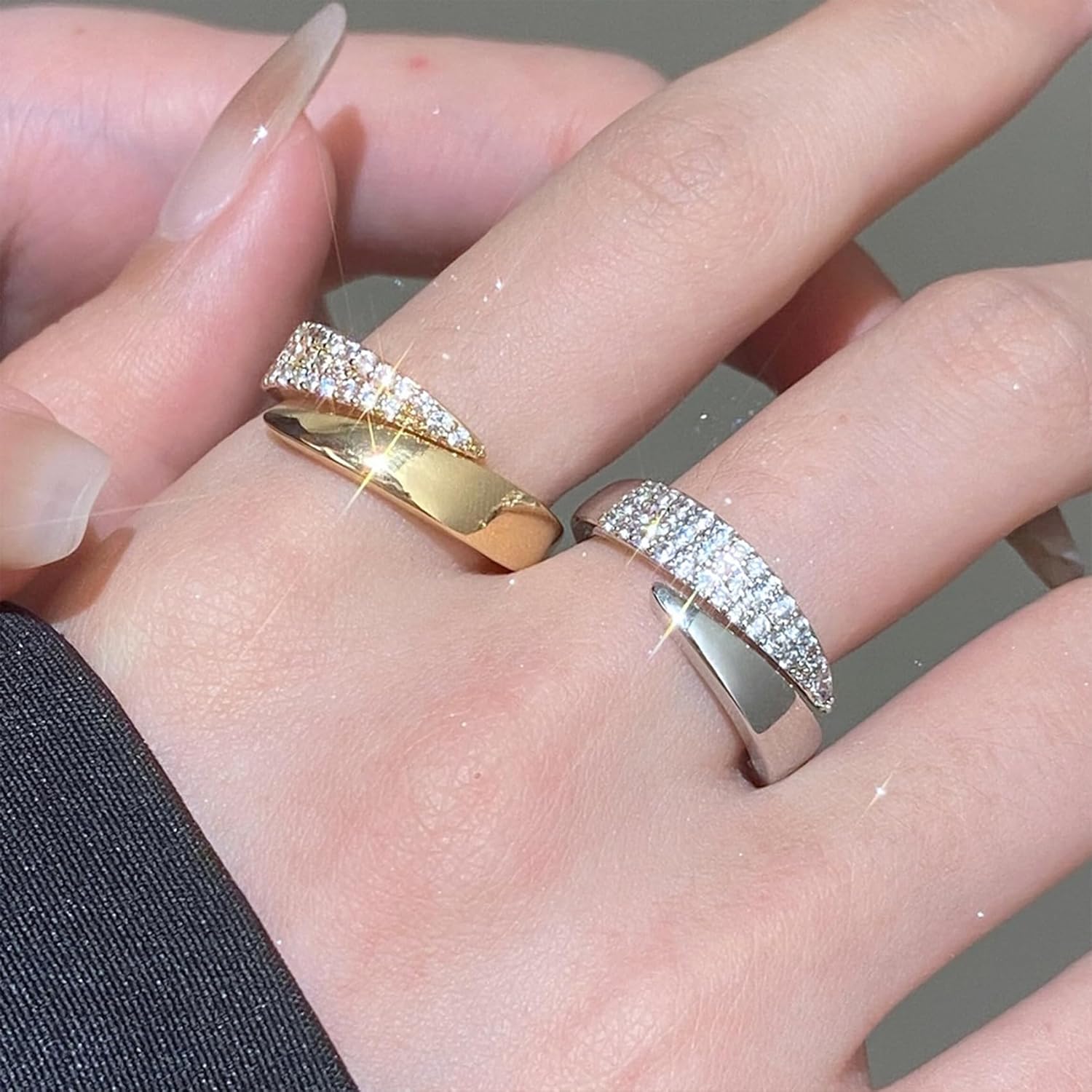 Dainty Wedding Ring for Women Non Tarnish Trendy Stacking CZ Thumb Band Adjustable Wrap Twist Open Statement Rings Fashion Promise Jewelry Gift - Image 4