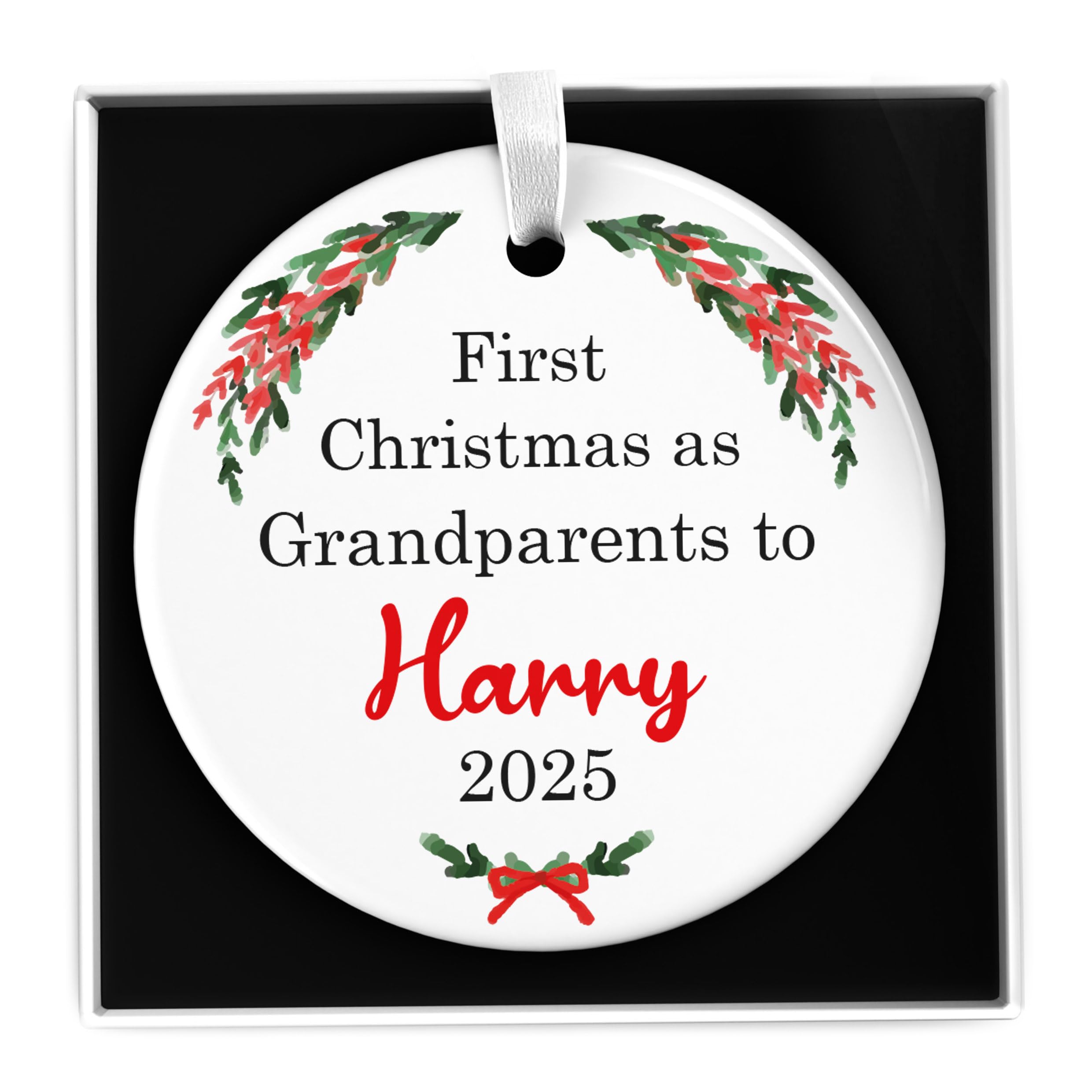 Personalised First Christmas as Grandparents Bauble, Grandma & Grandad Nan Nanny Christmas Ornament, New Grandparent Gift, 1st Xmas Grandparent, With Gift Box