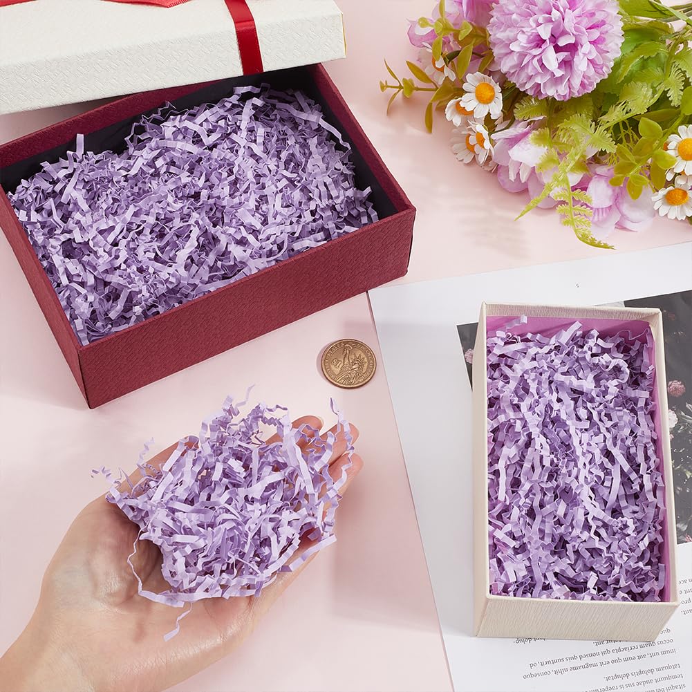 SOFPLATE 4 lot de 7 oz de Papier de Remplissage Déchiqueté Violet Froissé pour Emballage de Confettis Déchiqueté Lilas pour Boîte à Panier de Remplissage D'Expédition pour Bricolage Mariage Noël Anniv