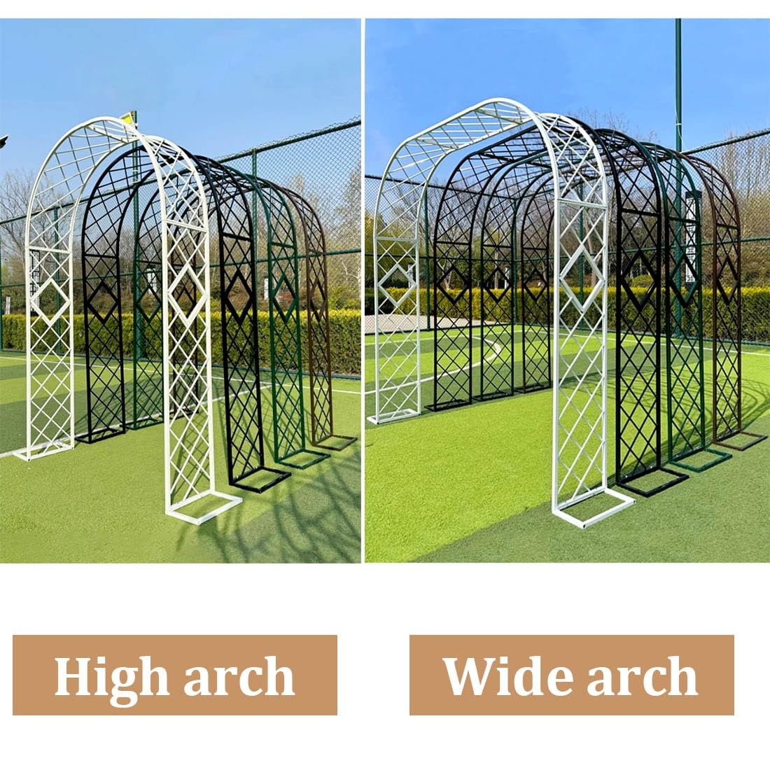 Metalowa altana ogrodowa, łuk ślubny, czarna metalowa róża krata do roślin pnących, łuk ogrodowy na zewnątrz, 3,0 m x 2,0 m, idealny na wesela, imprezy i dekoracje ogrodowe