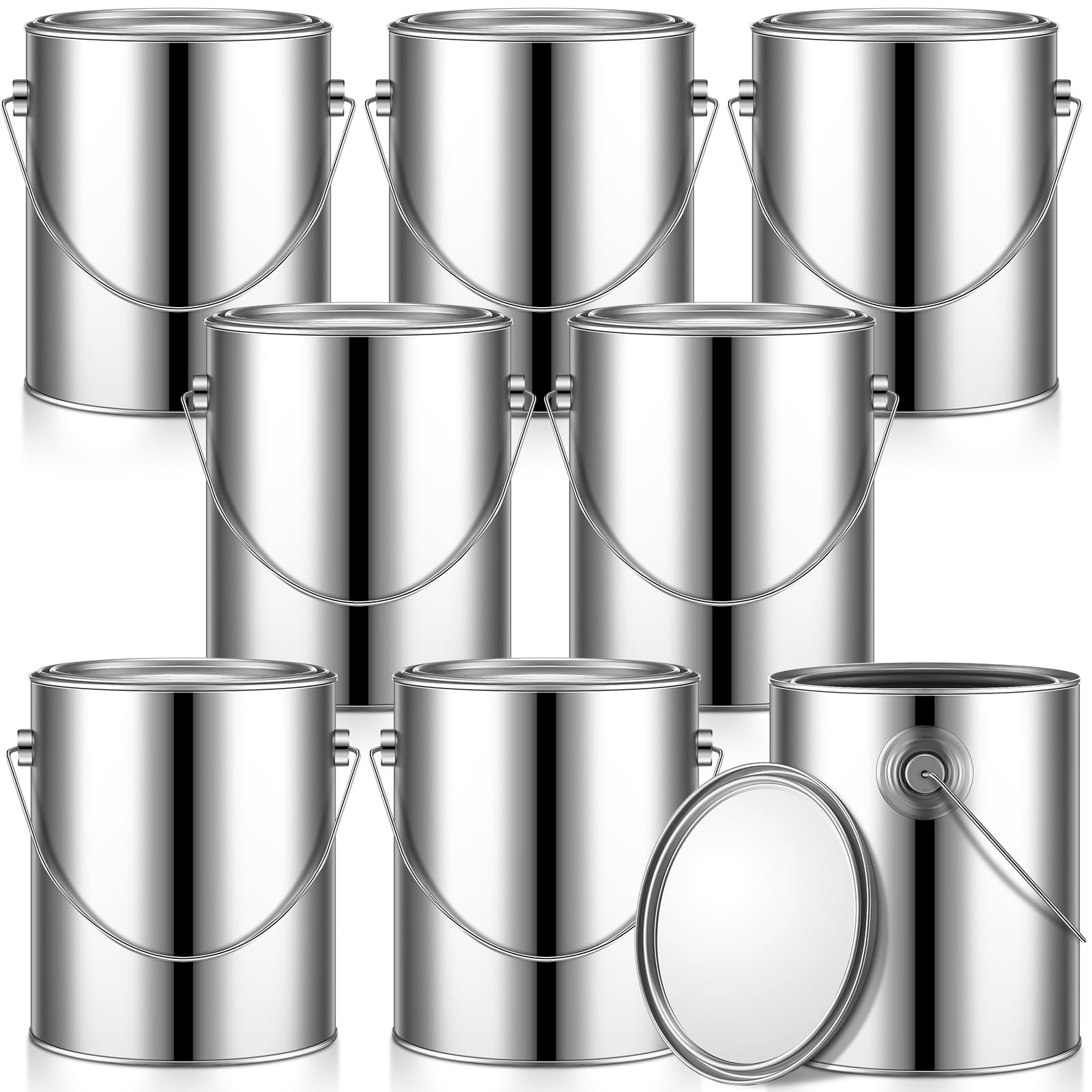 Metal Paint Cans - 8 Pack, Silver -1