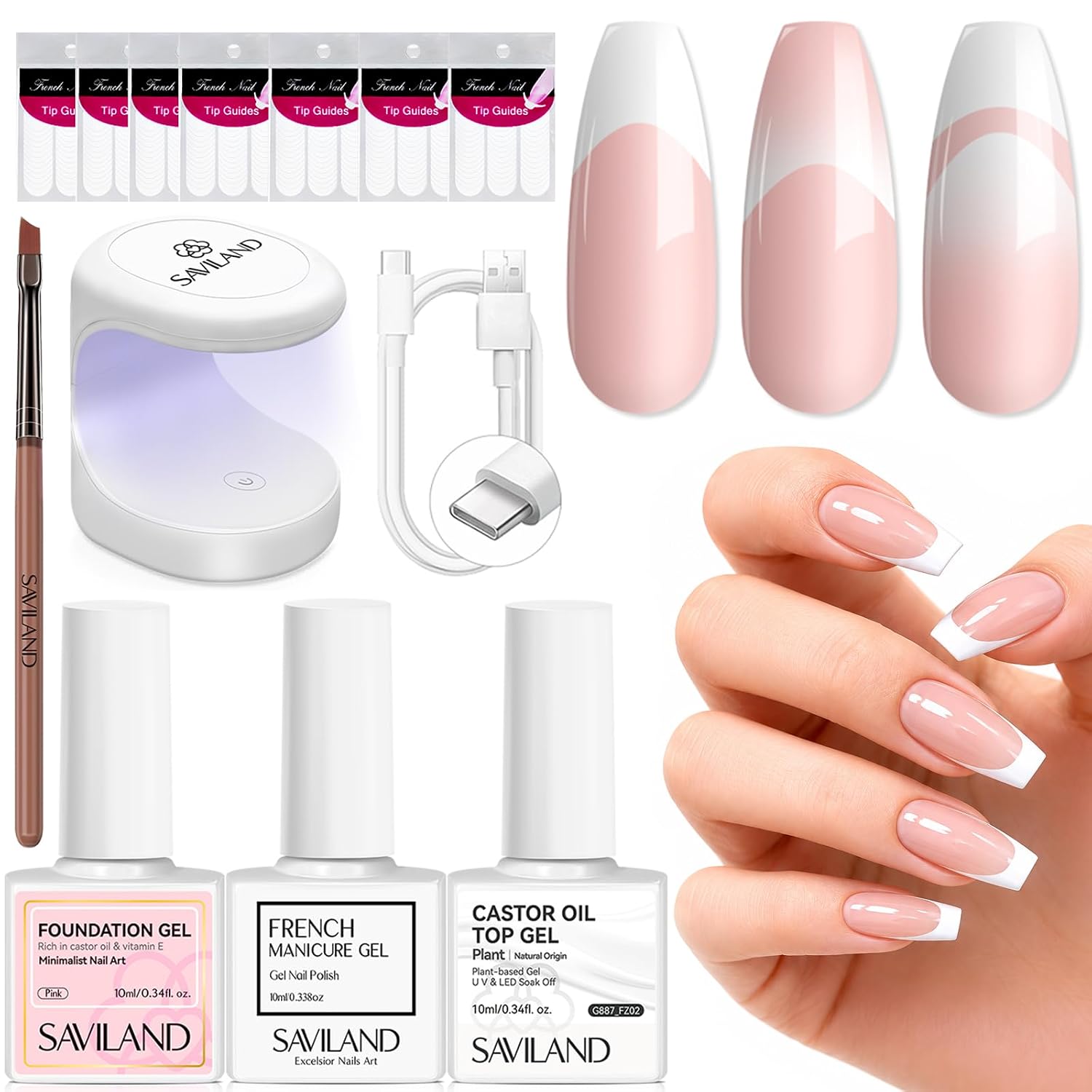 Saviland French Manicure Kit - Quick-Dry Nail Art Tools