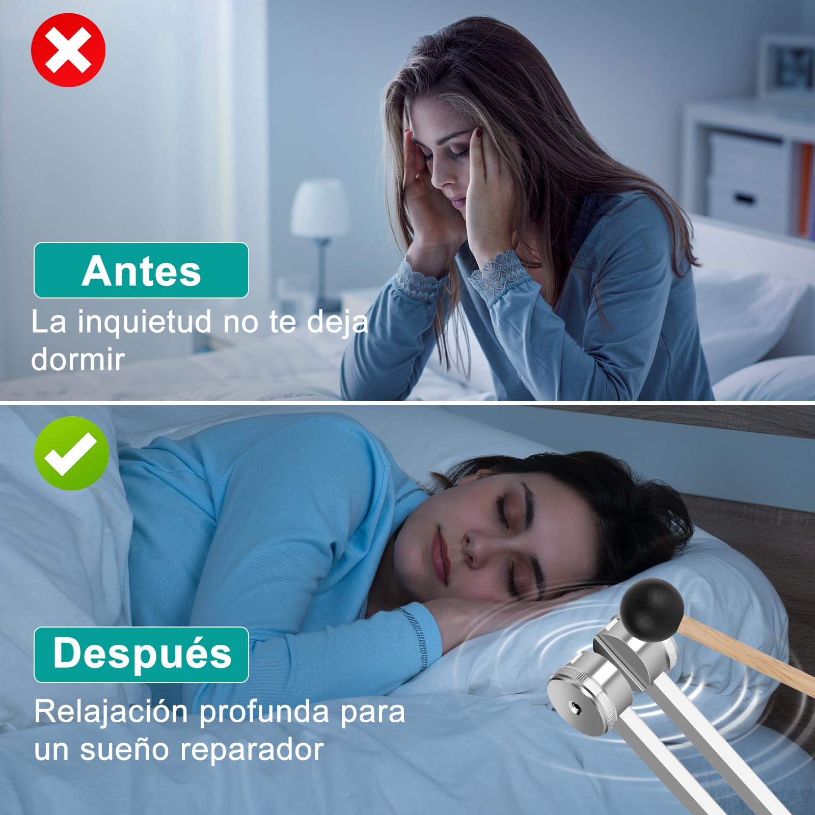 POFIBO Set de Diapasón Terapéutico (128Hz/256Hz/512Hz) – Diapasón Set para Terapia de Frecuencia, Relajación, Yoga y Meditación (con Martillo y Bolsa)