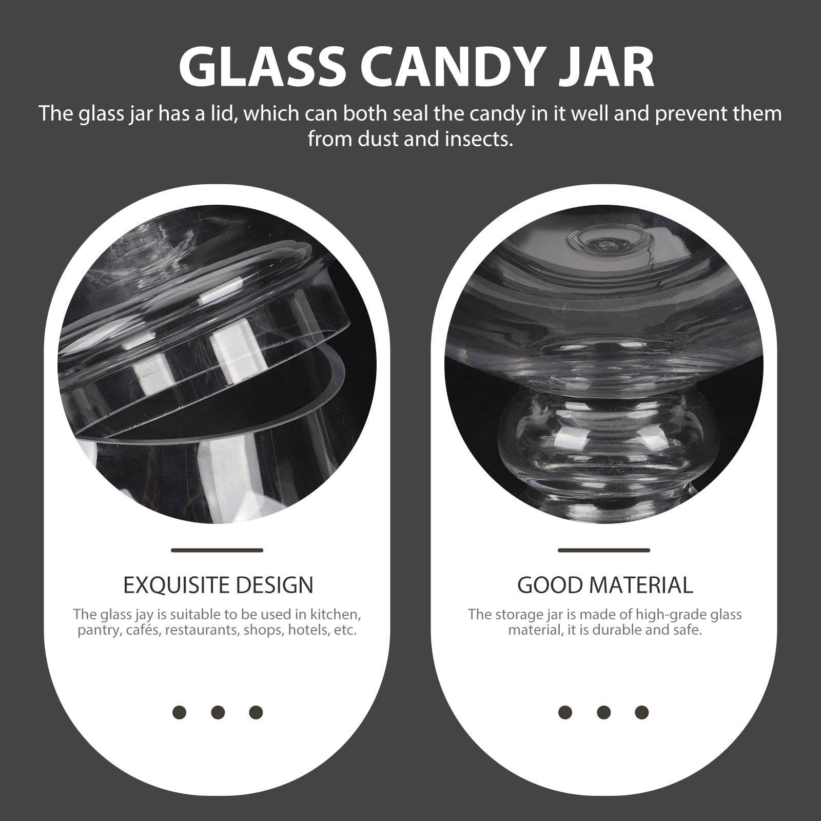 Tarro de Dulces de Vidrio, Bombonera con Tapa, Transparente, para Almacenamiento, Diseño Europeo, para Galletas y Caramelos, para Cafés y Hoteles